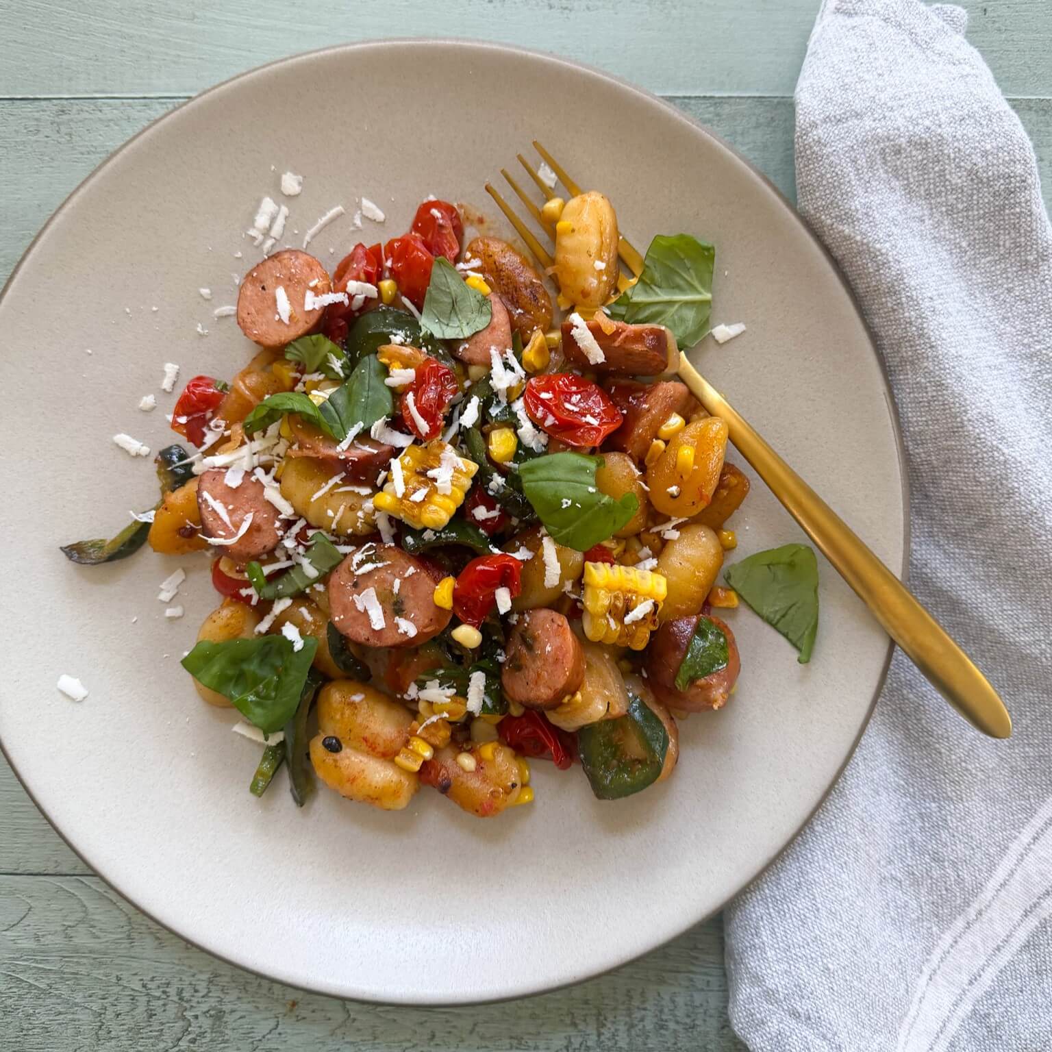 Hatch Green Chile Sausage, Corn, and Tomato Gnocchi - Niman Ranch